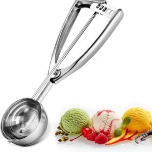 Bixel Ice Cream Scoops with Easy Trigger - Large Sized (6.3cm) 304 Stainless Steel Cookie Scoop for Meatballs, Mellon Balls, Mashed Potatoes and Muffins